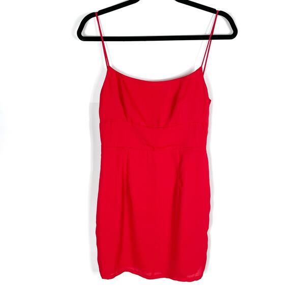 Superdown Dixie Backless Chiffon Mini Dress Red Open Back Spaghetti Straps Sz M - Picture 5 of 12